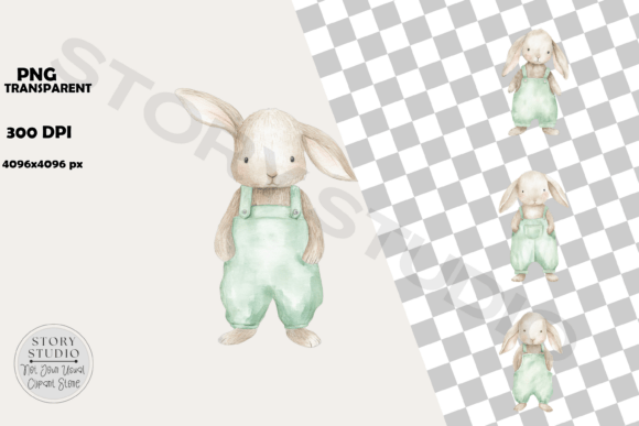 Download Whimsical Bunny Clipart in Green - Green Collection