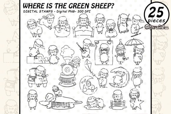 Download Where is the GREEN SHEEP? Digital Stamps - Green Collection